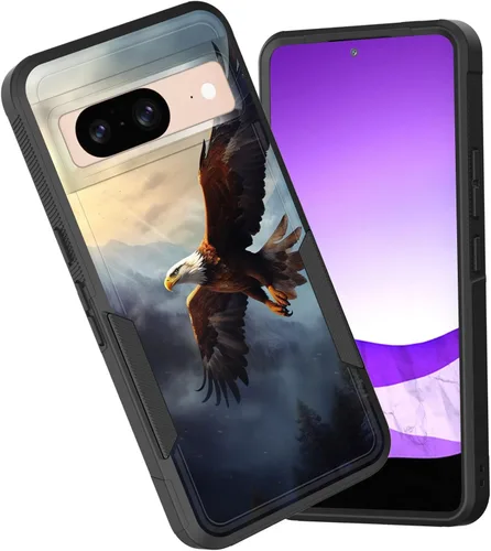 Vista 44 de Funda para Pixel 7a, funda protectora híbrida de doble capa resistente a prueba de golpes de policarbonato duro de silicona suave TPU para Google