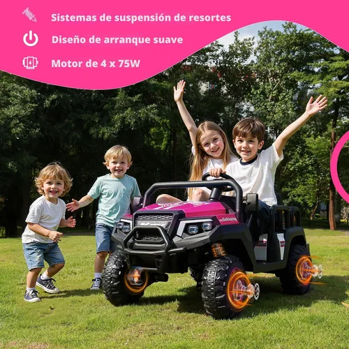 Vista 5 de [Usado] Coche eléctrico de 24 V para niños, automóvil de 4 plazas para niños de 3 a 8 años, color aguamarina