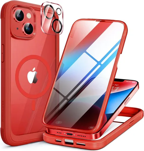 Vista 75 de Miracase Glass Series - Funda transparente para iPhone 14 Pro Max de 6.7 pulgadas, antigolpes, cuerpo completo, protector de pantalla de vidrio