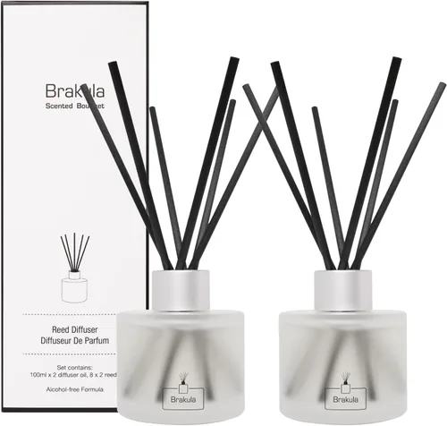 Vista 9 de Juego de 2 difusores de varillas – Fragancia para el hogar perfumada de bambú y té blanco, 16 varillas difusoras para baño, sala de estar
