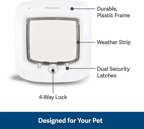 Vista 4 de PetSafe Puerta de gato con microchip, puerta exterior o interior para mascotas y extensión de túnel de puerta de gato de microchip para paredes