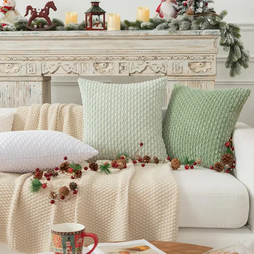 Vista 420 de Kevin Textile - Juego de 2 fundas de almohada decorativas de pana suave, estilo bohemio, a rayas, decoración del hogar para sofá, cama, sofá y sala