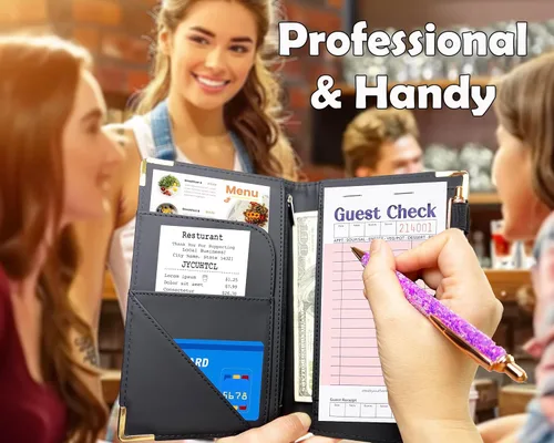 Vista 3 de Diseña tu propio libro de mesera, personaliza libros de servidor para mesera de 20 x 13 cm (8 x 5 pulgadas), cartera de servidor con bolsillo