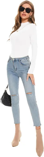 Vista 5 de Camiseta de manga larga con cuello alto falso para mujer