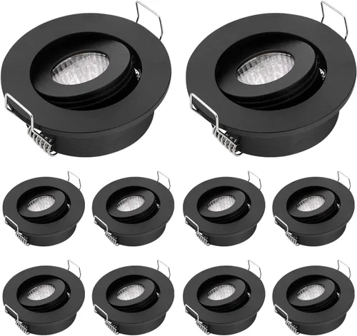 Vista 9 de Paquete de 10 mini 3W Mini LED Spot Light Negro Empotrable LED Luz de techo para el armario del hogar