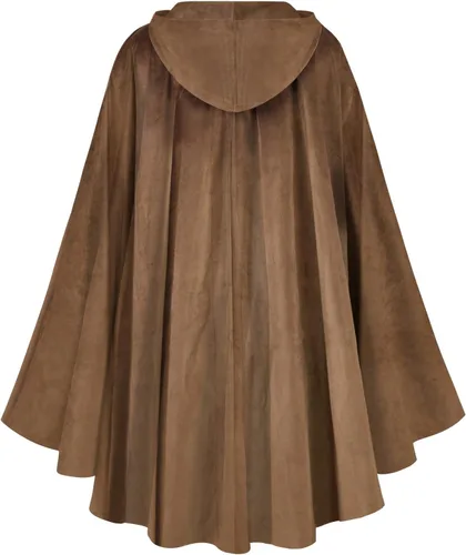 Vista 3 de GRAJTCIN Capa renacentista con capucha de terciopelo, capa victoriana, medieval Hobbit disfraz de Halloween