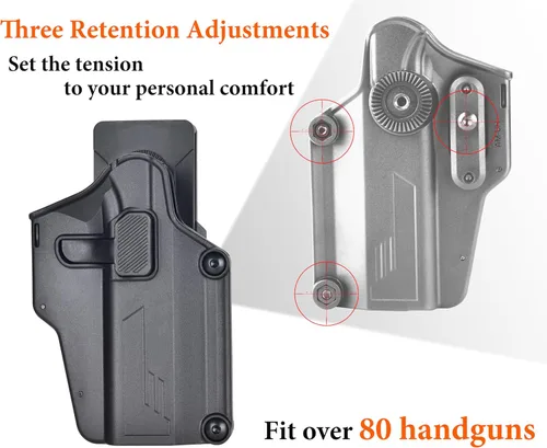 Vista 5 de Funda universal para pistola, funda de transporte con cinturón abierto para más de 80 pistolas, funda táctica OWB para Glock/Sig