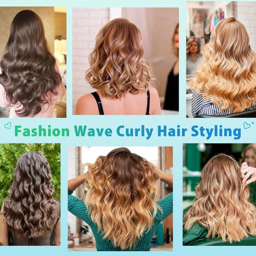 Vista 5 de Rizador de 3 barriles Aleath: Rizador de cabello de doble voltaje con temperatura ajustable de tres barriles - Varilla onduladora de cerámica de 1