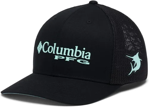 Vista 179 de Columbia Gorra de Béisbol de Malla con Logotipo PFG Unisex para Adultos Negro/Negro/Bandera de Pez de México