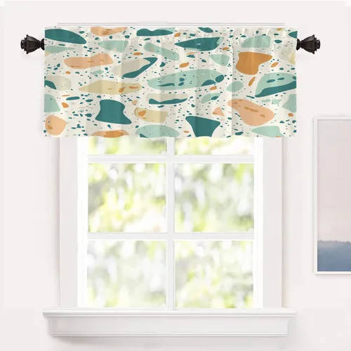 Vista 52 de Shrahala Abstract Colorful Tier Curtains for Kitchen Windows, Modern Ative Cafe Curtain Multilayer Polyester Blackout Half Valances for Windows 2