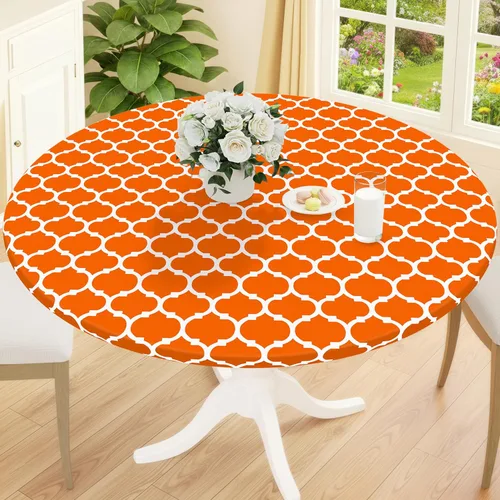 Vista 20 de Smiry Mantel redondo de pícnic, fundas de mesa elásticas impermeables para mesas de 18 a 24 pulgadas, manteles de vinilo con parte trasera