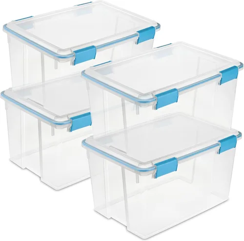 Vista 19 de Sterilite Paquete de 6 cajas de juntas, contenedores de almacenamiento resistentes a la intemperie con tapas de cierre, 7.5 cuartos de galón