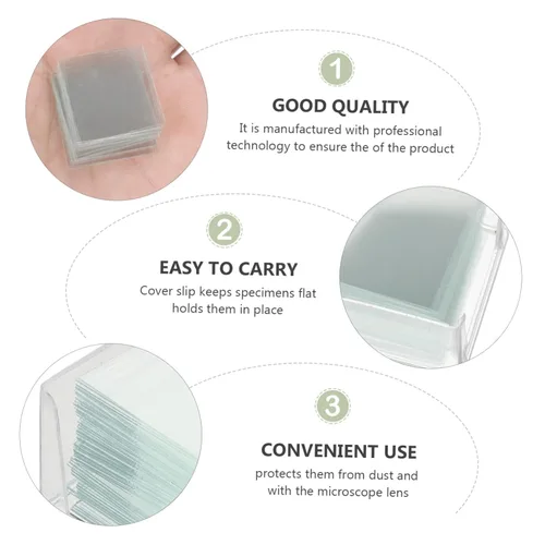 Vista 3 de PartyKindom 1000 cajas de cubierta deslizante para microscopio microscopio microscopio diapositiva microscopio cubreobjetos placa de cubierta