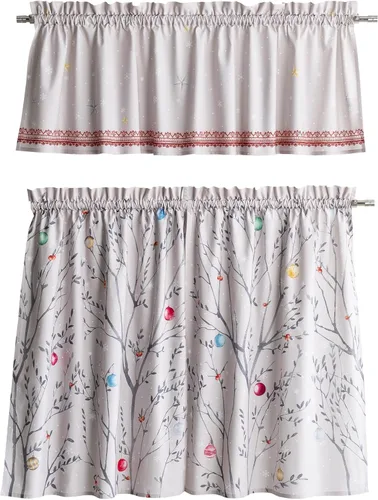 Vista 18 de Juego de cortinas de cocina Maison d' Hermine para ventanas 100% algodón Juego de cortinas y cenefas de cocina para el hogar [2 niveles