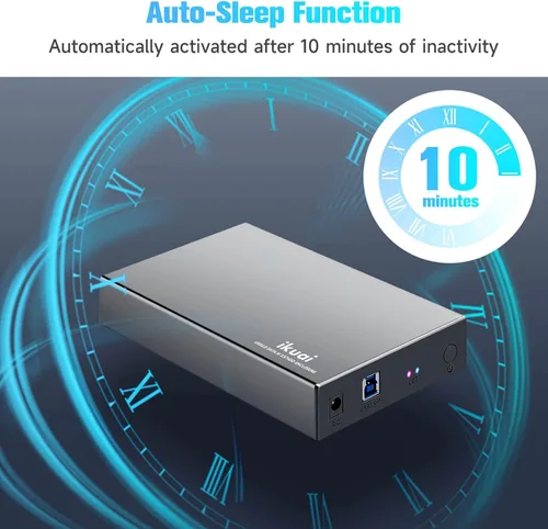 Vista 4 de Caja de disco duro de aluminio de 3.5 pulgadas USB 3.0/USB C a SATA para disco duro interno de 3.5 pulgadas y SSD de hasta 20 TB