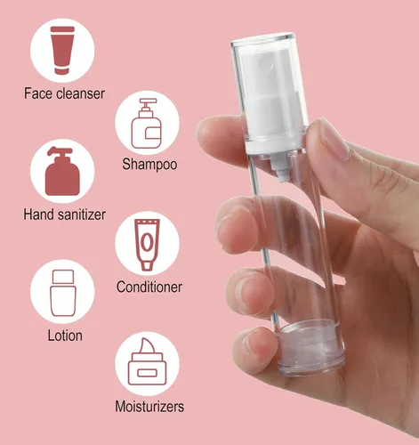 Vista 3 de 6 Pcs Travel Foundation Container, Clear Foundation Travel Container for DIY Lotion Moisturiser Shampoo Toiletry (0.34 fl oz, 1.8 x 9.4 cm)