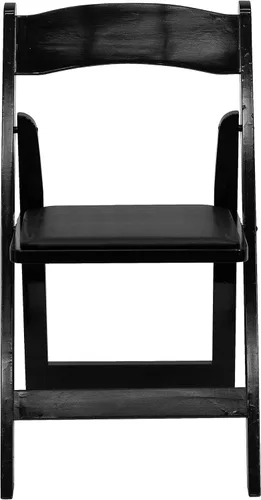 Vista 4 de HERCULES™ silla plegable de madera blanca, con asiento acolchado, Vinilo, Mahogany