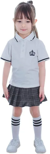 Vista 6 de SANGTREE Falda plisada para niñas y mujeres falda de uniforme de cintura elástica 2 años - 4XL de EE UU