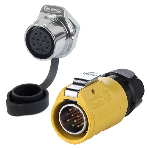 Vista 28 de CNLINKO Serie LP20 Conector Impermeable, Conexión de Bloqueo Rápido IP68, Conector de Energía LED para Exterior de 20A 500V 2 pines m20 Macho