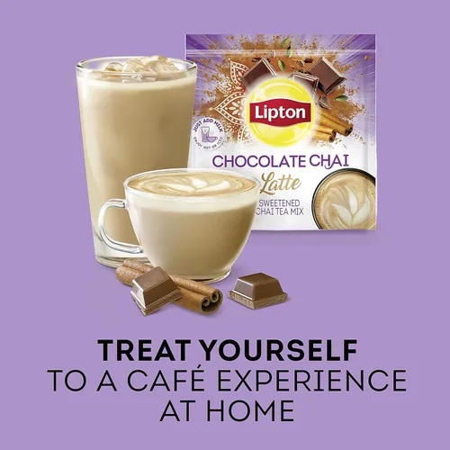 Vista 3 de Lipton Chocolate Chai con especias orgánicas añade leche no láctea de elección estilo café para té caliente o helado chocolate Chai Latte sin