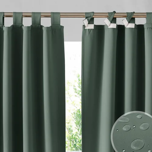 Vista 29 de RYB HOME Cortinas para Exteriores para Patio - 2 Paneles Cortinas para Exteriores Desmontables con Parte Superior Adhesiva Impermeables Opacas