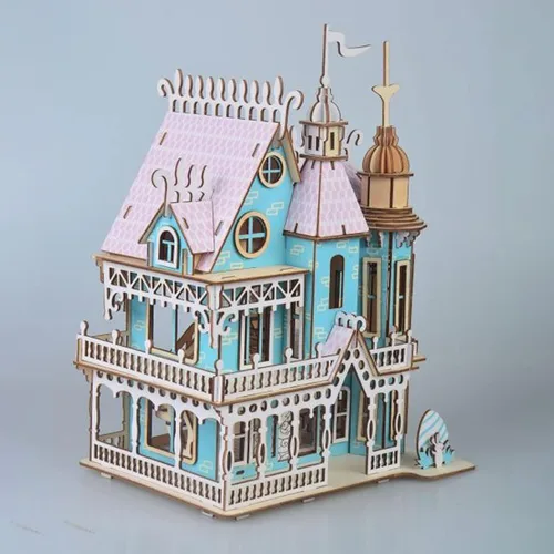 Vista 6 de Rompecabezas 3D de casa de muñecas para niños, rompecabezas 3D de casa de muñecas para niñas, juguetes educativos de papel para juegos, Navidad