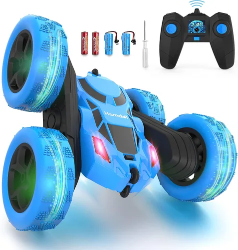 Vista 16 de Auto a control remoto para niñas, auto a control remoto rosa de doble cara con giro de 360° con faros, juguetes de princesa para niñas, auto