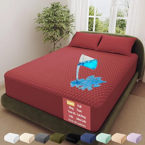 Vista 22 de OhGeni - Protector de colchón 100 % impermeable, almohadilla suave para colchón tamaño individual, resistente al pelo de mascotas y a la enuresis