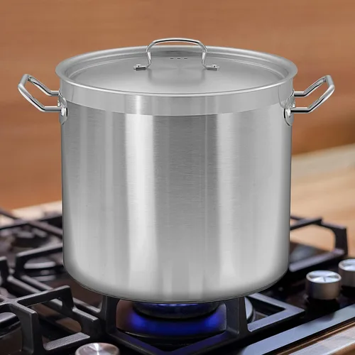Vista 8 de Nutrichef Olla de cocina de acero inoxidable, olla de sopa de inducción resistente de 30 cuartos de galón con tapa de acero inoxidable y asas