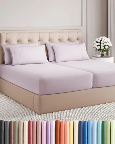 Vista 133 de Juego de sábanas Split King de 7 piezas, sábanas transpirables y refrescantes, sábanas de hotel, bolsillos profundos, ajuste fácil, suaves y sin