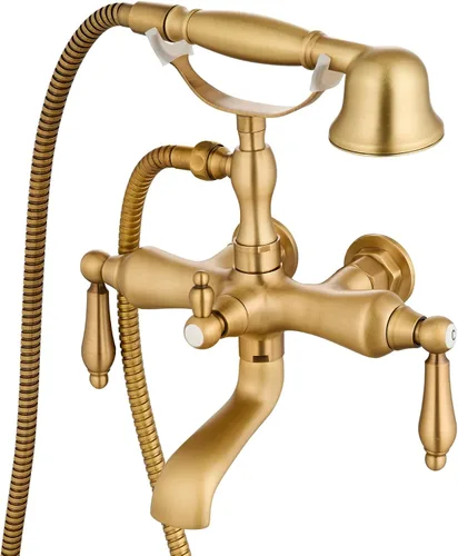 gotonovo 3 3/8 - Grifo de bañera vintage para montaje en pared, kit de ducha con ducha de mano, 2 funciones, mango de doble nivel, teléfono vintage