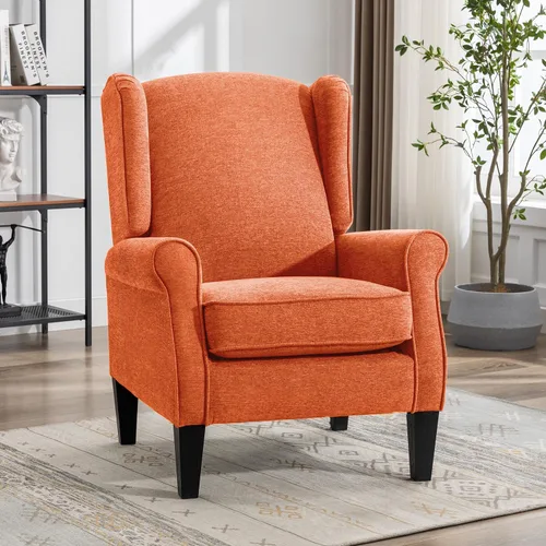 Vista 11 de Silla de Acento, sillas modernas de sala de estar con respaldo alado, cómodo sofá individual tapizado con respaldo alto para dormitorio, sillón