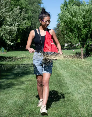 Vista 8 de EarthWay Esparcidor de semillas de bolsas de 25 libras, esparcidor de semillas de césped, esparcidor de mano, esparcidor de césped para césped