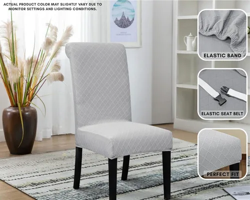 Vista 4 de SPRINGRICO Paquete de 6 fundas para sillas de comedor con cinturón de seguridad, fundas elásticas para sillas Parsons lavables, fundas protectoras