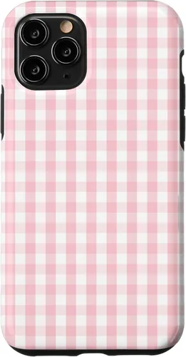 Vista 29 de White and Light Pink Pastel Color Gingham Check Case for iPhone 17