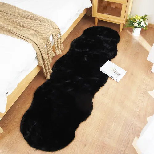 Vista 81 de Ghouse Alfombra ultrasuave de pelo sintético de conejo 2x3, alfombras lavables a máquina para dormitorio, alfombras esponjosas para sala de estar