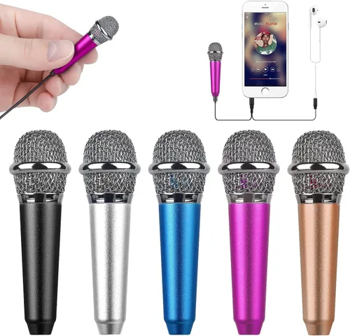 Vista 10 de Mini micrófono vocal/instrumento portátil para grabación de video de voz, canto, vlogging, podcasting, micrófono pequeño para iPhone, teléfono Negro