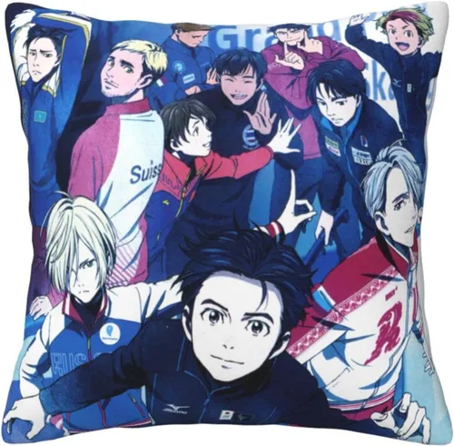 Vista 9 de Yuri On Ice - Fundas de almohada con diseño de cómic, decoración del hogar, funda de almohada para sofá, silla, ropa de cama, 20 x 20 pulgadas