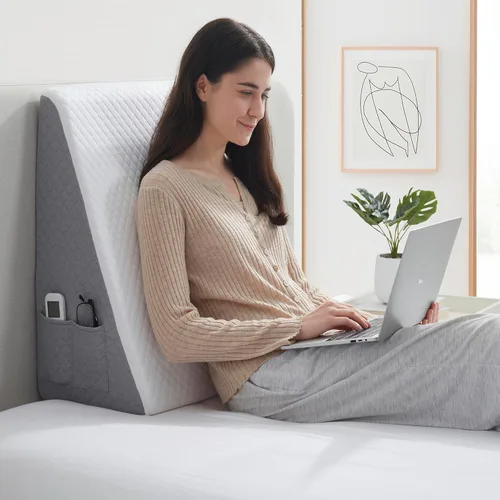 Vista 9 de Juego de Almohadas Ortopédicas de Cuña para Soporte de Piernas, Espalda y Rodillas - Almohadas de Cuña de Espuma Viscoelástica CertiPUR con Fundas
