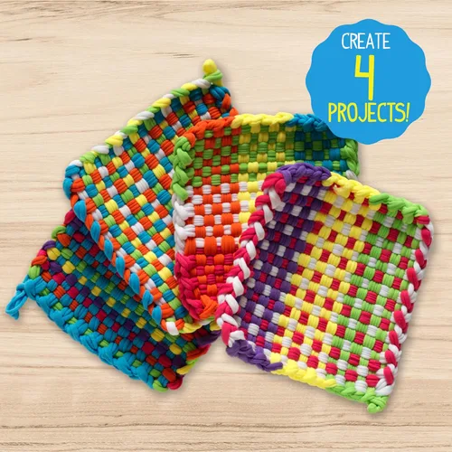 Vista 5 de Made By Me Telar de Tejido de Pasos Fáciles para Niños, Incluye 165 Bucles de Telar y 1 Telar de Tejido con Gancho de Telar, Hace 4 Proyectos, Kit