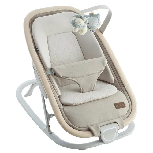 Qutanix 2-en-1 Mecedora y Silla para Bebés, Asiento Portátil para Bebés de 0 a 9 Meses, Silla de Balancín con 3 Posiciones Reclinables, Acentos de