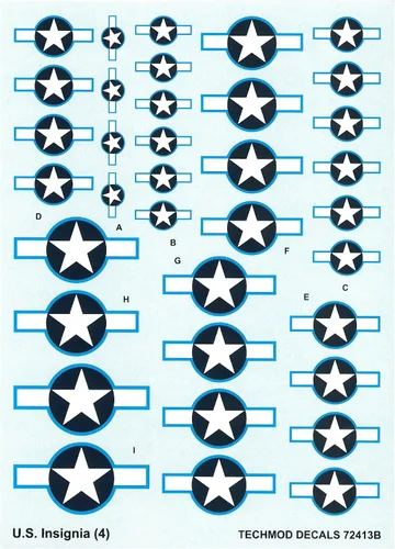 Vista 2 de Techmod 72413 1/72 U.S. Aircraft Insignia Wet Decal Julio 1943 - Enero 1947 (3)