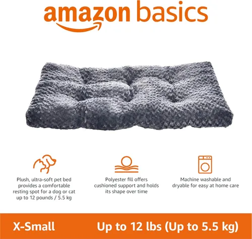 Vista 5 de Amazon Basics Cama y almohadilla para gatos y perros, lavable a máquina, interior, 23 x 18 x 2.5 pulgadas, gris