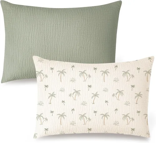 Vista 19 de Konssy Funda de almohada de muselina para almohada de 13 x 18 pulgadas, paquete de 2 fundas de almohada de algodón suave y transpirable para niños