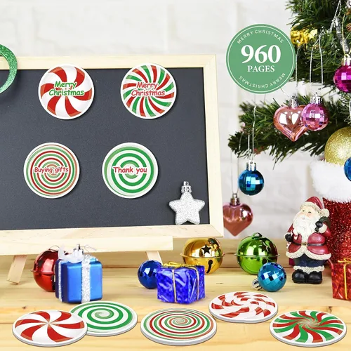 Vista 3 de 48 notas adhesivas de caramelo de Navidad, diseño de caramelo de Navidad, bloc de notas autoadhesivas, notas adhesivas para Navidad, vacaciones