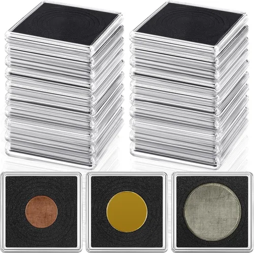 Leinuosen 15 piezas de cajas ajustables de acrílico para monedas para coleccionistas con esponjas 20/25/30/35/40 mm de soporte de moneda con cierre