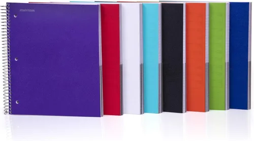 Vista 7 de Mintra Office Cuadernos espirales duraderos, 5 asignaturas (Azul, rayado universitario 1pk)