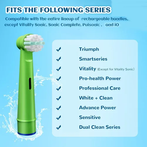 Vista 2 de 8 cabezales de repuesto para cepillos de dientes eléctricos para niños, compatibles con Braun Oral B