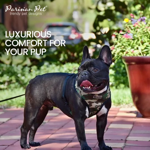 Vista 4 de Arnés para perro Parisian Pet - Arnés de libertad ajustable - Chaleco para perro de camuflaje verde - Arnés para perro de 100% tela de malla