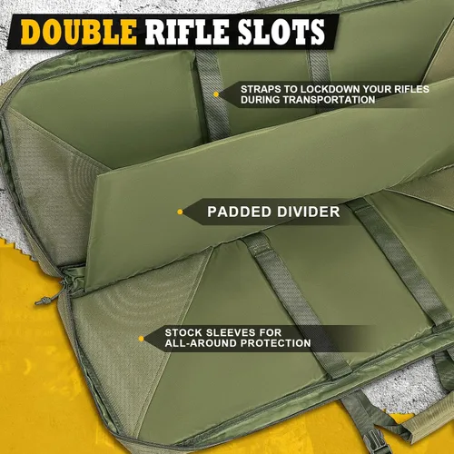 Vista 2 de DULCE DOM 36 42 48 Inch Double Rifle Case, Tactical Soft Padded Backpack for Hunting & Shooting Range, Heavy-Duty Storage Gun Bag for 2 Rifles &